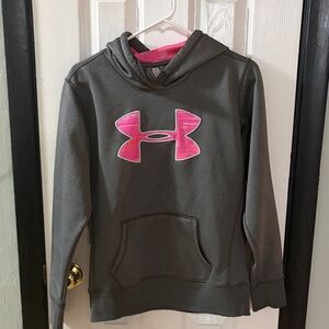 Under Armour Gray Hoodie with Pink Logo